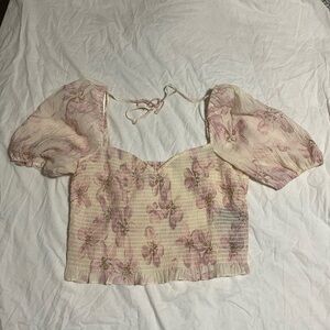 H&M Floral Puff Sleeve Top